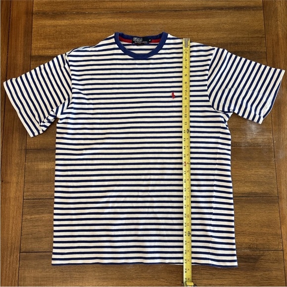 Polo Ralph Lauren Shirt Men's Medium Blue Striped With Pony - Picture 2 of 12